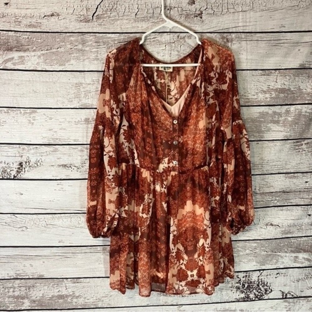 NWT Show Me Your Mumu Sienna Swing Boho Mini DressBell Sleeves. Size Small - Picture 3 of 6